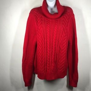 Land’s End Drifter red turtleneck sweater large